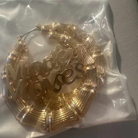 “ Money Moves “ gold door knocker hoops - Picture 5 of 6
